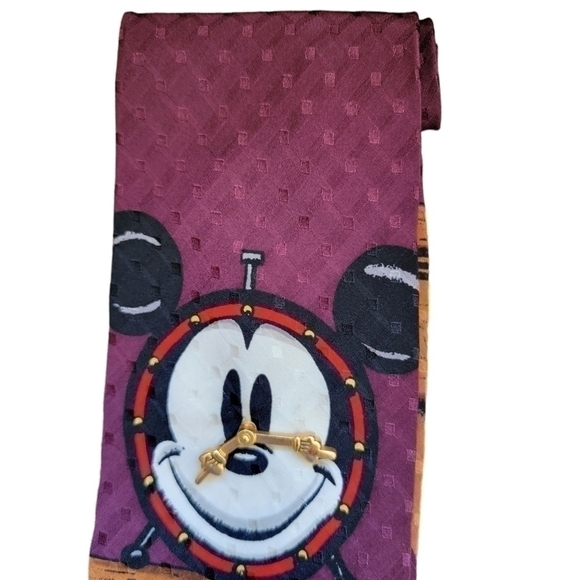 DISNEY Vintage Mickey 3D Clock hand - Father Time Silk Tie - Picture 5 of 11